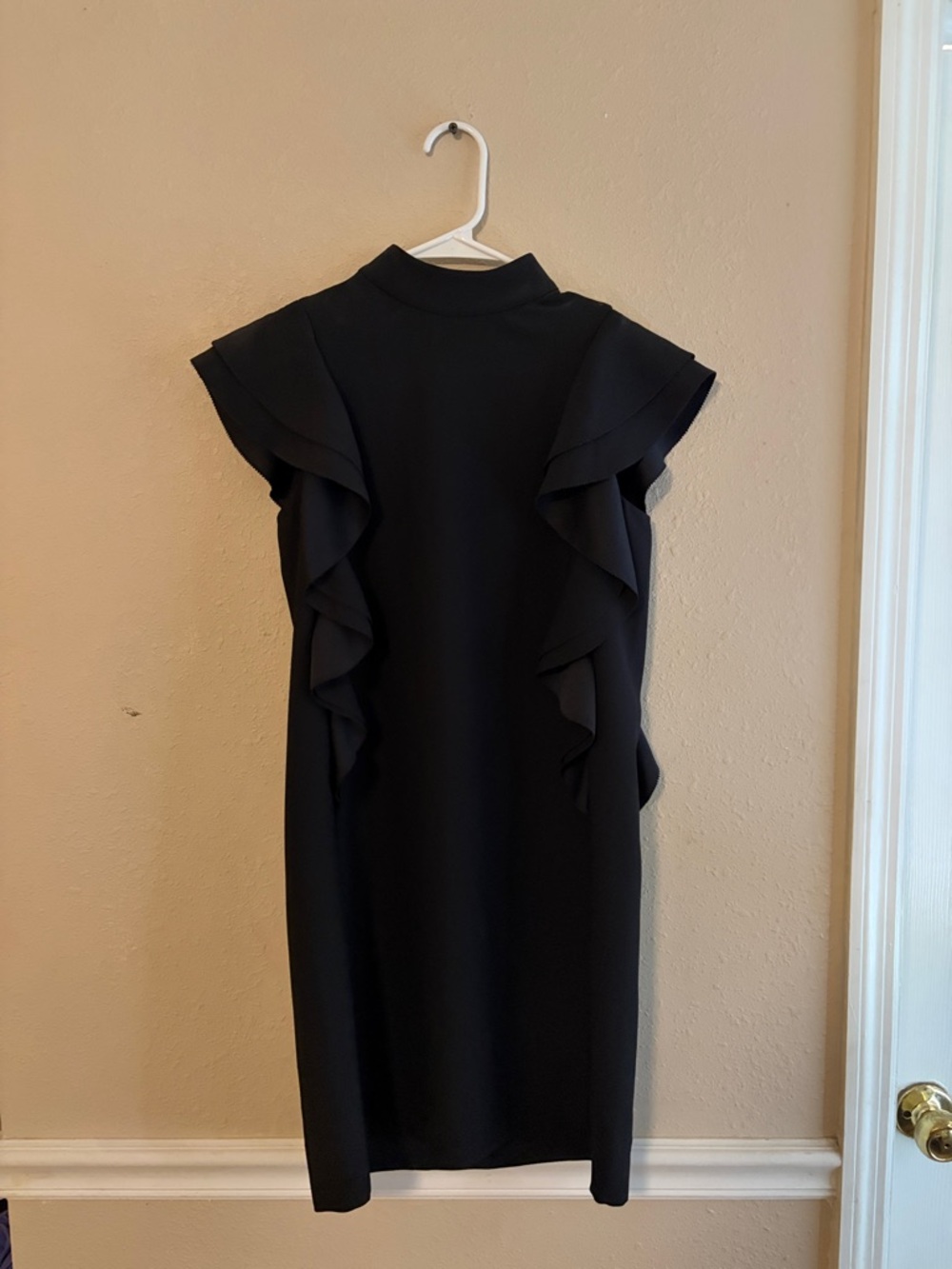 kate spade Black Ruffle Sheath Midi Dress